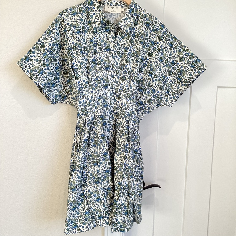 Exquise Tobie Mini Shirt Dress Anthropologie NWT Sz L Sz XL Floral - Picture 4 of 13
